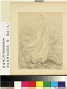 清金廷标白描罗汉　册　罗汉（九）,绘画,佛道人物,山水,走兽,器用