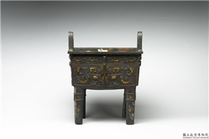 嵌金银兽面夔纹方鼎,不详,青铜,礼器