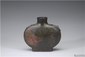 汉 兽环扁壶,汉,青铜,礼器