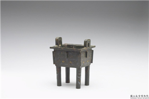 嵌金银兽面纹方鼎,不详,青铜,礼器