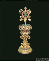 清 铜镀金嵌假钻八吉祥-宝轮,清,镀金,法器