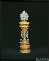 清 铜镀金嵌青玉及填珐琅八吉祥-莲花,清,镀金,法器
