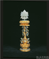 清 铜镀金嵌青玉及填珐琅八吉祥-伞盖,清,镀金,法器