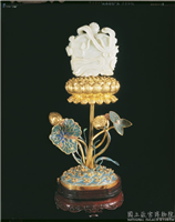 清 铜镀金嵌白玉及填珐琅八吉祥-伞盖,清,镀金,法器