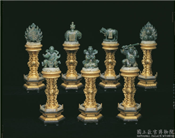 清 铜镀金嵌碧玉七政宝-武将,清,镀金,法器