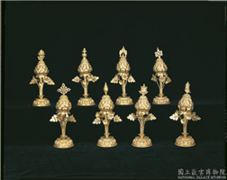 清 铜镀金嵌料石八吉祥-吉祥结,清,镀金,法器