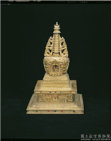 清 铜镀金嵌料佛塔,清,镀金,法器