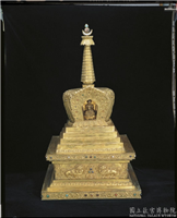 清 铜镀金嵌料佛塔,清,镀金,法器