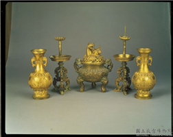 明 铜镀金五供-花瓶（一对）,明,镀金,法器