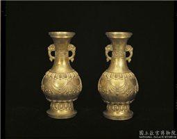 明 铜镀金五供-花瓶（一对）,明,镀金,法器