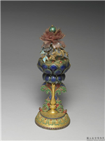 清 铜鎏金嵌料石八宝-莲花,清,金属,法器