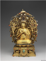 清 金宗喀巴像-清乾隆四十六年造,清 乾隆四十六年孟夏月,镀金,法器