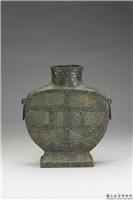 仿春秋 嵌金银蟠虺纹扁壶,仿春秋,青铜,礼器