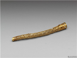 清 铜镀金镂空万寿纹指甲套,清,金属,手饰