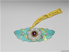 清 银镀金嵌宝梅花流云结子,清,金属,服饰佩饰