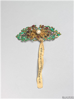 银镀金莲花簪,清,金属,服饰佩饰
