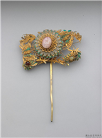 清 乾隆 金镶玉菊花顶簪,清 乾隆,金属,服饰佩饰