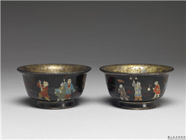 银胎描漆莲子碗,时代不详,铜镀银,盛装器