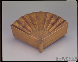 清 山水莳绘扇形二层盒,清,漆,盛装器