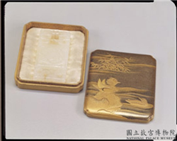 清 鸳鸯莳绘小方盒,清,漆,
