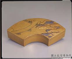 清 山水莳绘扇形小盒,清,漆,