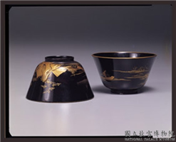 清 山水莳绘小碗,清,漆,