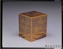 清 松梅莳绘三层小方盒,清,漆,