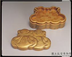 清 竹唐草莳绘双袋形小盒,清,漆,