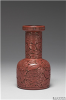 明 永乐 剔红花卉长颈瓶,明 永乐,漆,盛装器