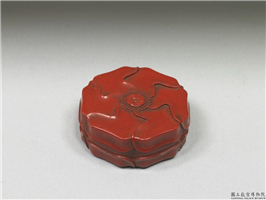 红漆六瓣花式盒,时代不详,漆,盛装器