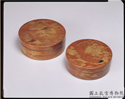 清 山水莳绘圆盒,清,漆,