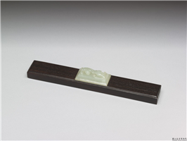 清 木嵌玉压尺,清,木,文具文玩