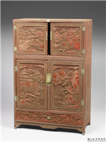 清 剔红山水人物小柜,清,漆,家具