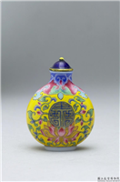 清 乾隆 玻璃胎画珐琅莲花万寿鼻烟壶,清 高宗 乾隆,玻璃,盛装器