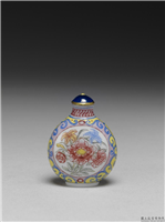 清 乾隆 玻璃胎画珐琅花卉鼻烟壶,清 高宗 乾隆,玻璃,盛装器