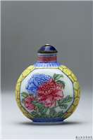 清 乾隆 玻璃胎画珐琅花卉鼻烟壶,清 高宗 乾隆,玻璃,盛装器
