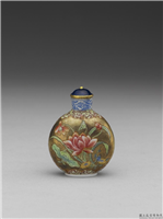 清 乾隆 玻璃胎画珐琅金地花卉鼻烟壶,清 高宗 乾隆,单色玻璃,盛装器