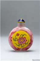 清 乾隆 玛瑙纹玻璃胎画珐琅莲花鼻烟壶,清 高宗 乾隆,玻璃,盛装器