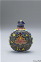 清 乾隆 玻璃胎画珐琅银黑地西番莲鼻烟壶,清 高宗 乾隆,玻璃,盛装器
