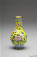 清 康熙 铜胎画珐琅四季花卉胆瓶,清康熙,,盛装器