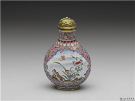 清 乾隆 铜胎画珐琅花石蜻蜓鼻烟壶,清 高宗 乾隆,铜,盛装器
