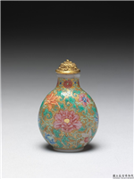 清 乾隆 玻璃胎画珐琅金地缠枝花卉鼻烟壶,清 高宗 乾隆,玻璃,盛装器