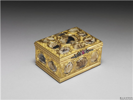 英国 十八世纪後半 金嵌玛瑙鼻烟盒 James Cox制作,西元十八世纪後半,金属,盛装器,盛装器