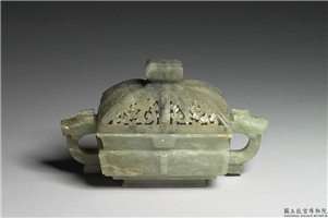 清 青玉兽面长方炉,清,玉石,香具/盛装器