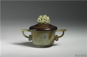 清 青玉双龙耳炉,清,玉石,香具/盛装器
