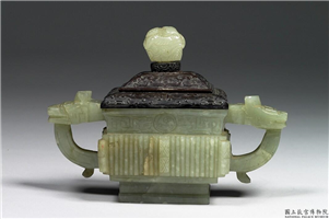 清 青玉直纹方炉,清,玉石,香具/盛装器