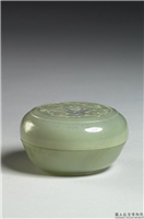 清 青玉牡丹小圆盒,清,玉石,香具/盛装器