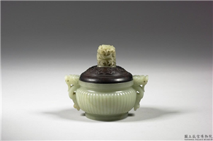 清 青玉直纹龙耳炉,清,玉石,香具/盛装器