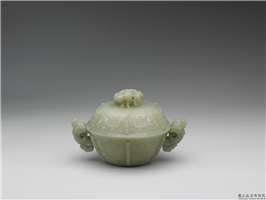 清 青玉兽面圆炉,清,玉石,香具/盛装器