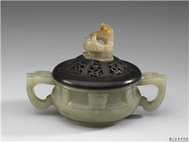 清 青玉兽面小炉,清,玉石,香具/盛装器